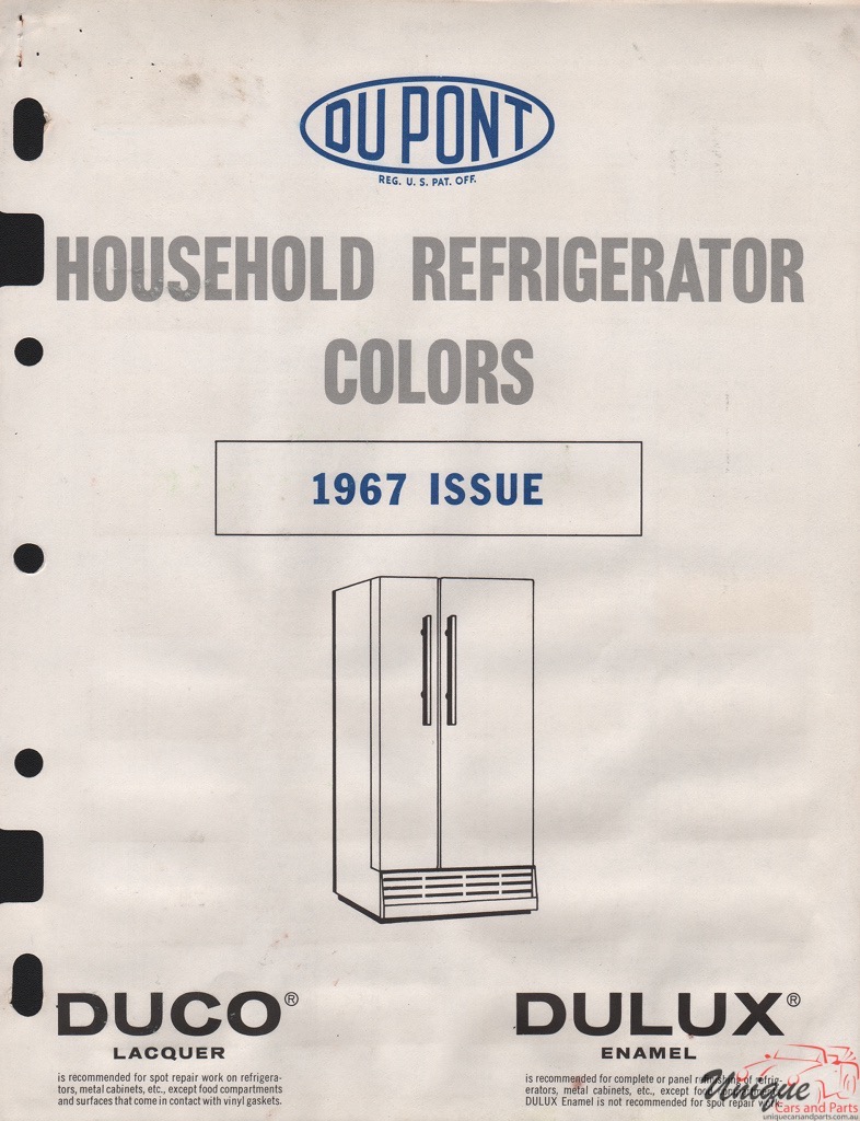 1967 Appliance Paint Charts DuPont 1